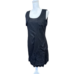 Escada Sport Black Sleeveless Dress With Embroidered Flowers, Size 40 NWT