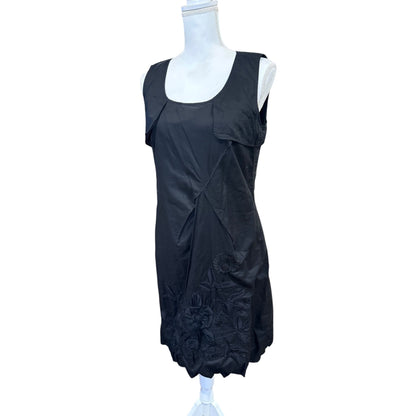 Escada Sport Black Sleeveless Dress With Embroidered Flowers, Size 40 NWT