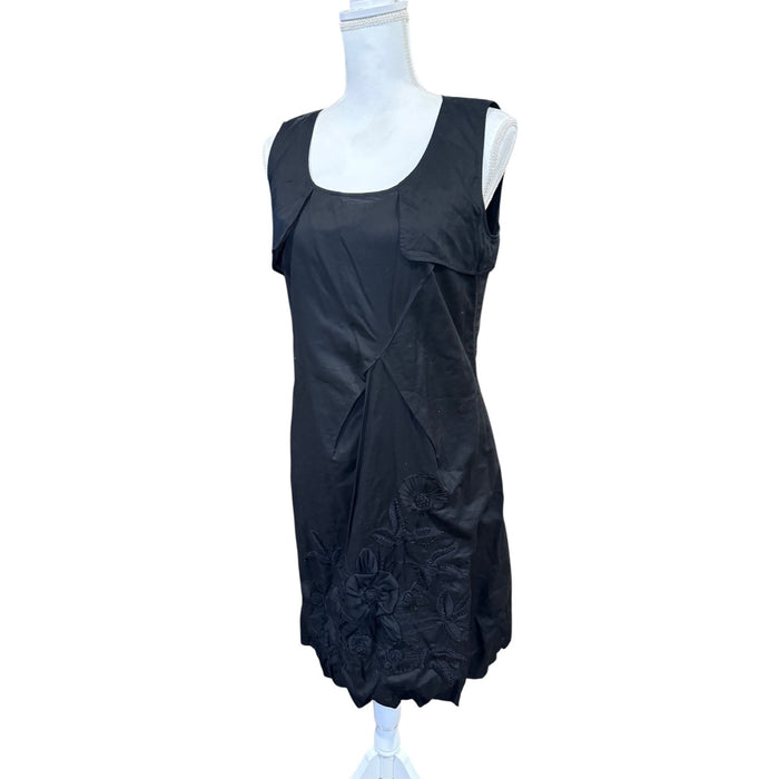 Escada Sport Black Sleeveless Dress With Embroidered Flowers, Size 40 NWT