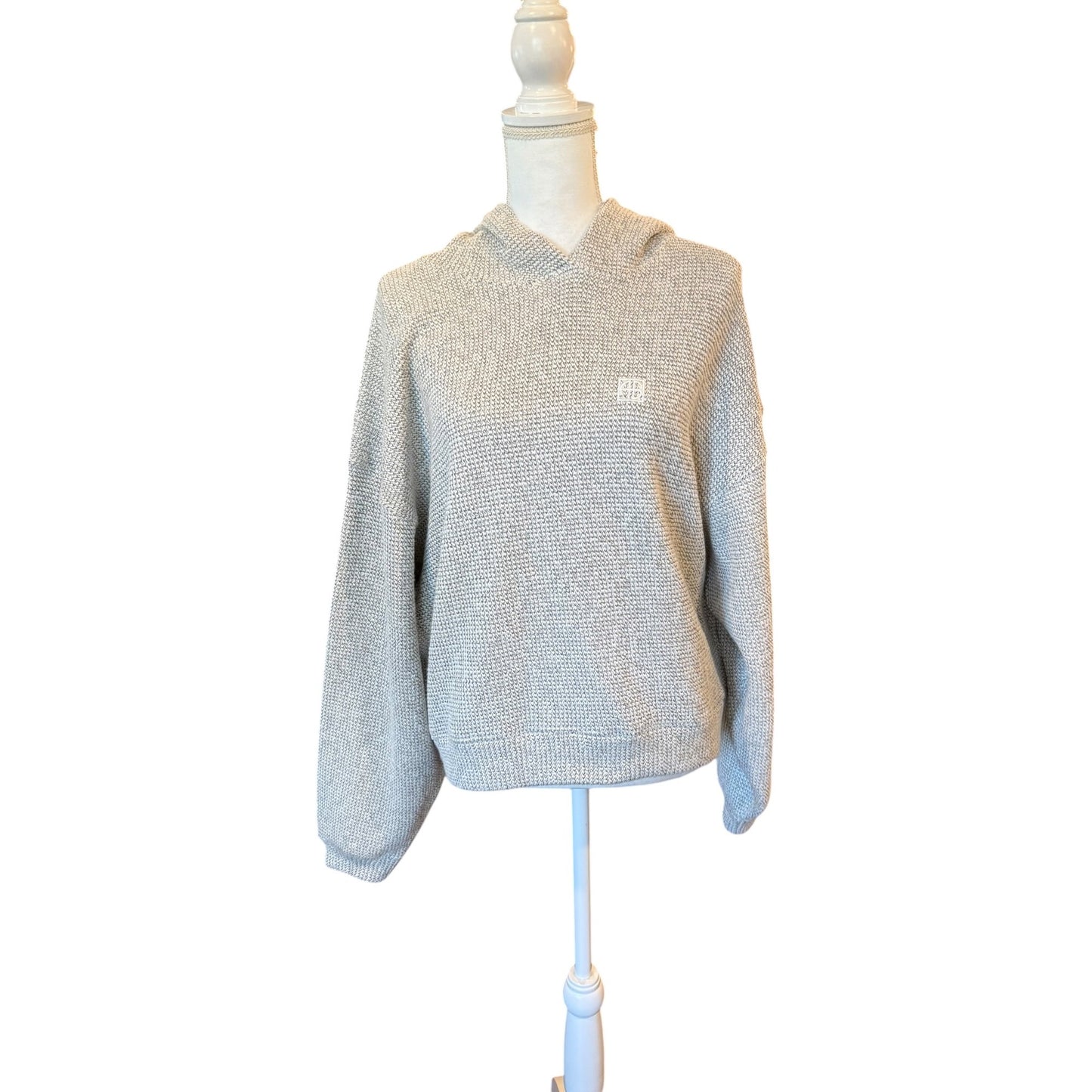Anine Bing Alec Hoodie Framed Monogram Ivory & Black, Small NWT Oversized