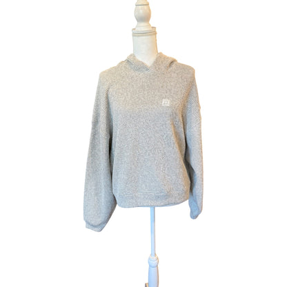 Anine Bing Alec Hoodie Framed Monogram Ivory & Black, Small NWT Oversized