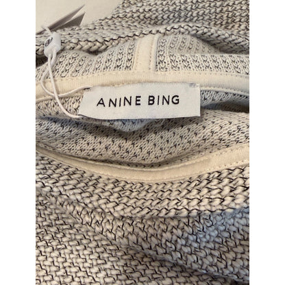 Anine Bing Alec Hoodie Framed Monogram Ivory & Black, Small NWT Oversized