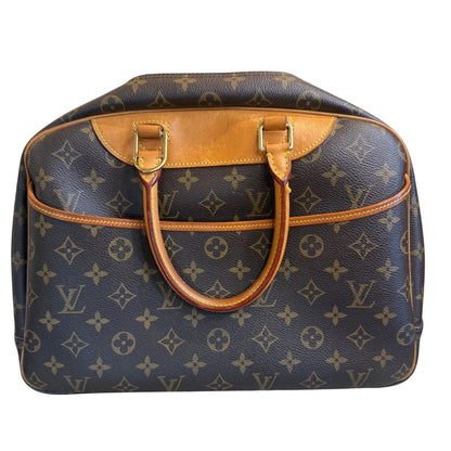 Louis Vuitton Monogram Canvas Deauville Handbag With Leather Trim & Double Handles