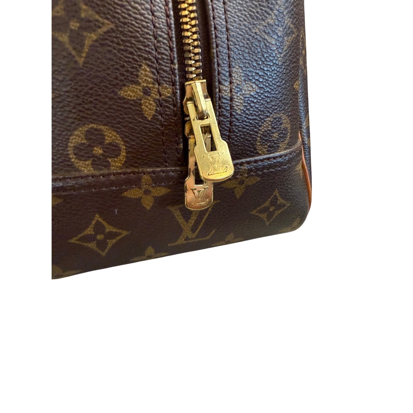 Louis Vuitton Monogram Canvas Deauville Handbag With Leather Trim & Double Handles