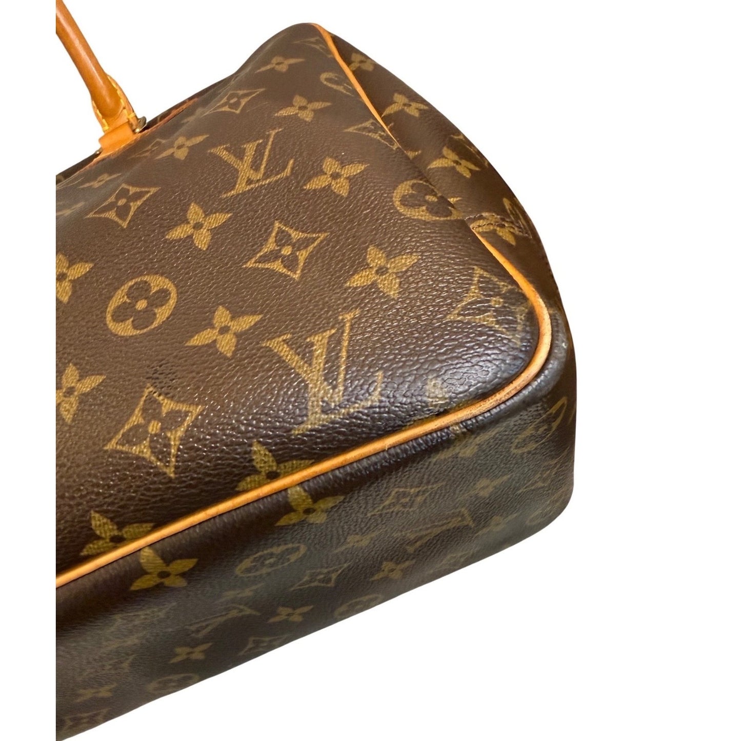 Louis Vuitton Monogram Canvas Deauville Handbag With Leather Trim & Double Handles