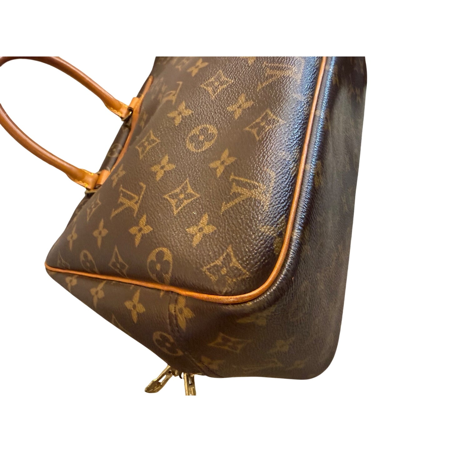 Louis Vuitton Monogram Canvas Deauville Handbag With Leather Trim & Double Handles