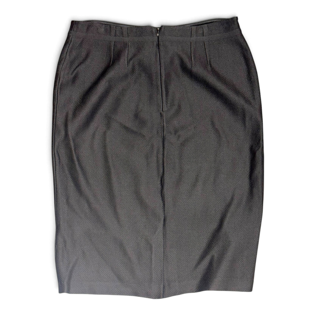 St. John Caviar Black Herringbone Pencil Skirt Size 12