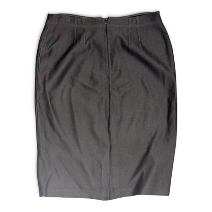 St. John Caviar Black Herringbone Pencil Skirt Size 12