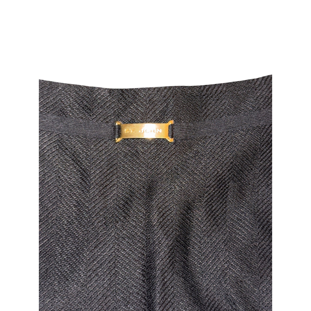 St. John Caviar Black Herringbone Pencil Skirt Size 12