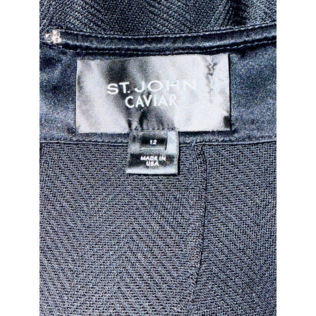 St. John Caviar Black Herringbone Pencil Skirt Size 12