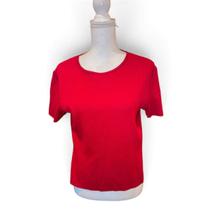 St. John Womens Red Knit Short Sleeve Top Size S