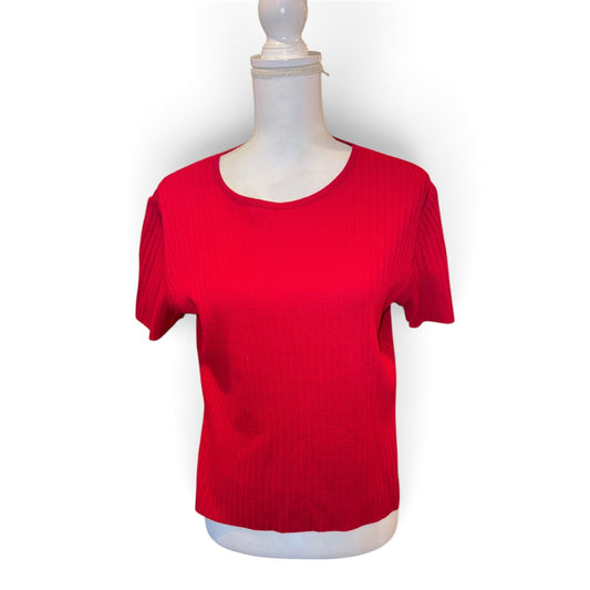 St. John Womens Red Knit Short Sleeve Top Size S