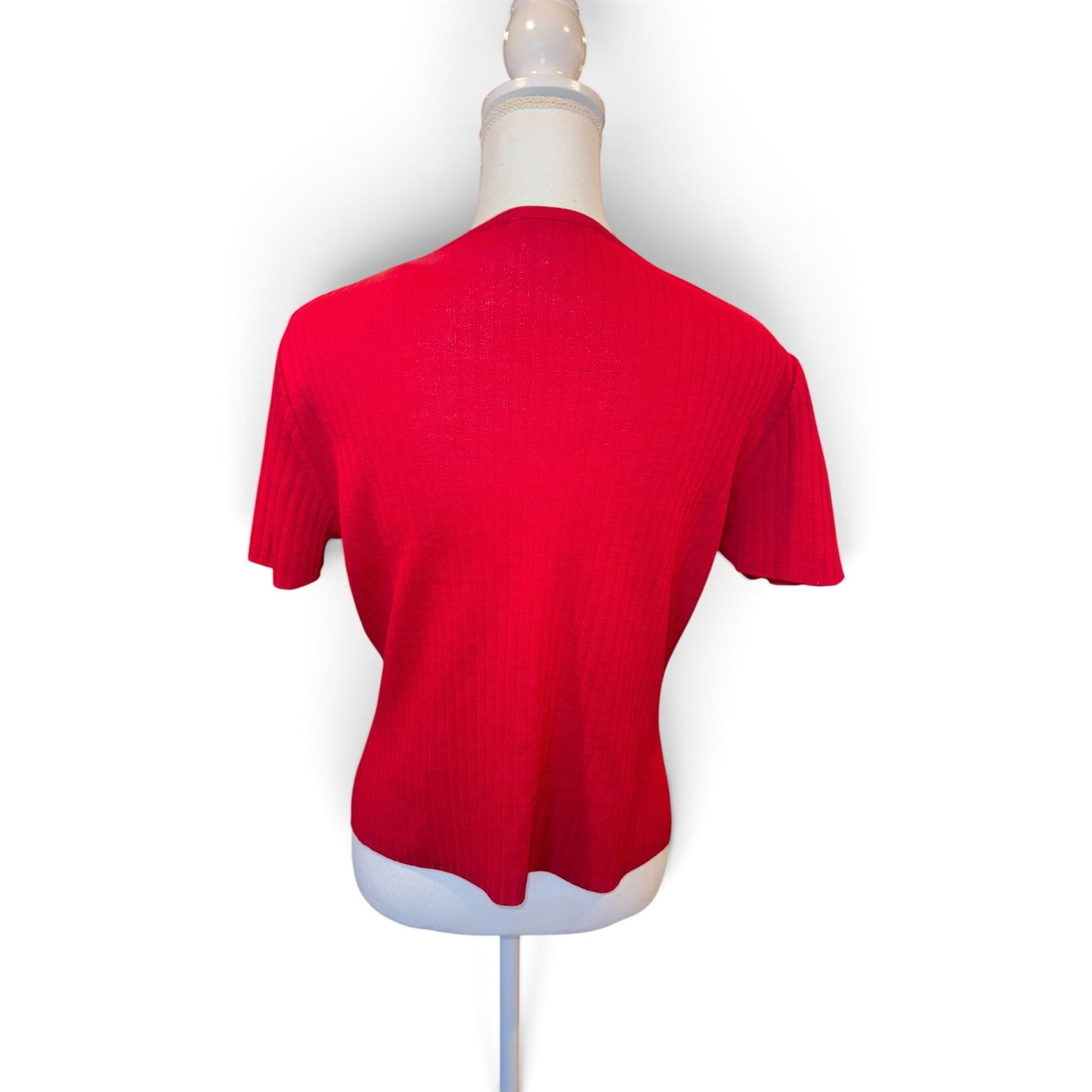 St. John Womens Red Knit Short Sleeve Top Size S