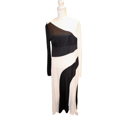 Farm Rio Black And White Cut-Out Long Sleeve Midi Dress, Large NWT
