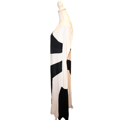 Farm Rio Black And White Cut-Out Long Sleeve Midi Dress, Large NWT