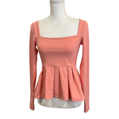 Susana Monaco Coral Long Sleeve Peplum Top Small NWT