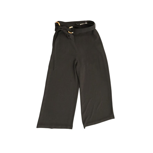 Zimmermann Black Wide-Leg Pants With Bamboo Belt, Size 1