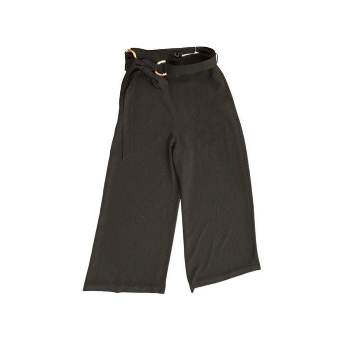 Zimmermann Black Wide-Leg Pants With Bamboo Belt, Size 1