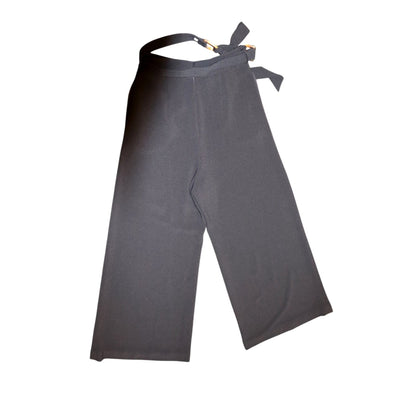 Zimmermann Black Wide-Leg Pants With Bamboo Belt, Size 1