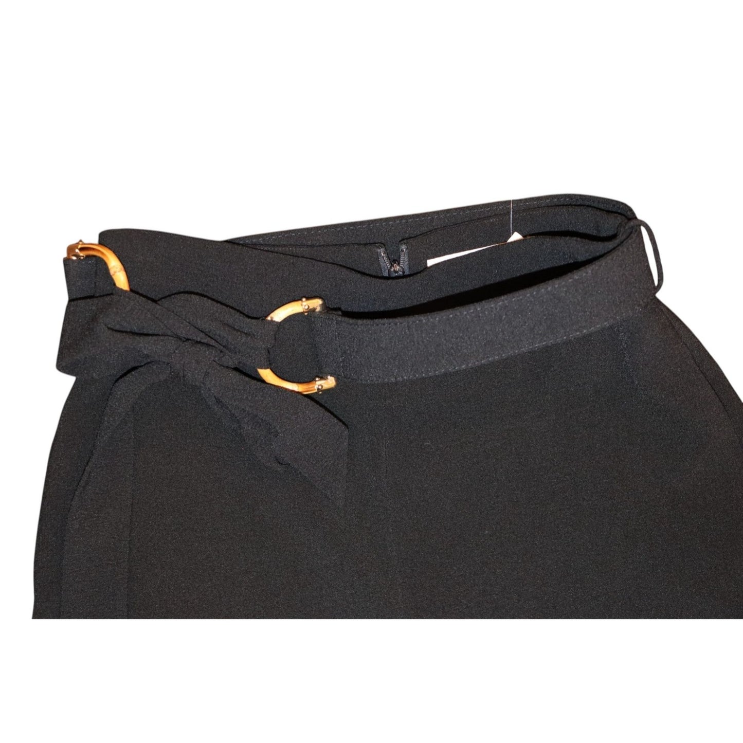 Zimmermann Black Wide-Leg Pants With Bamboo Belt, Size 1