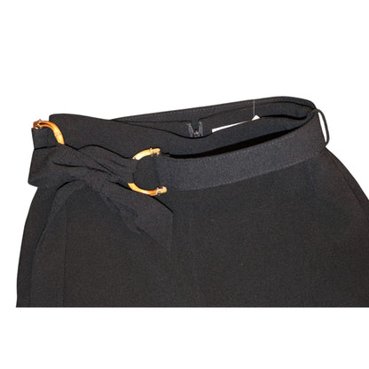 Zimmermann Black Wide-Leg Pants With Bamboo Belt, Size 1