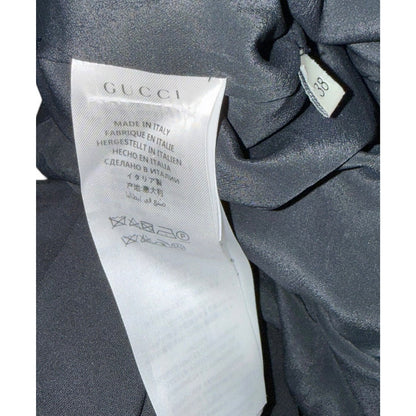 Gucci Black Ruffle Long-Sleeve Dress With Embellished Neckline Size 38 Made In Italy