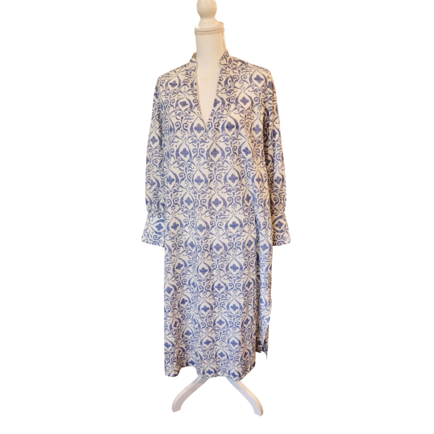 Mille Esther Long Sleeve Cotton Maxi Caftan Dress, Small