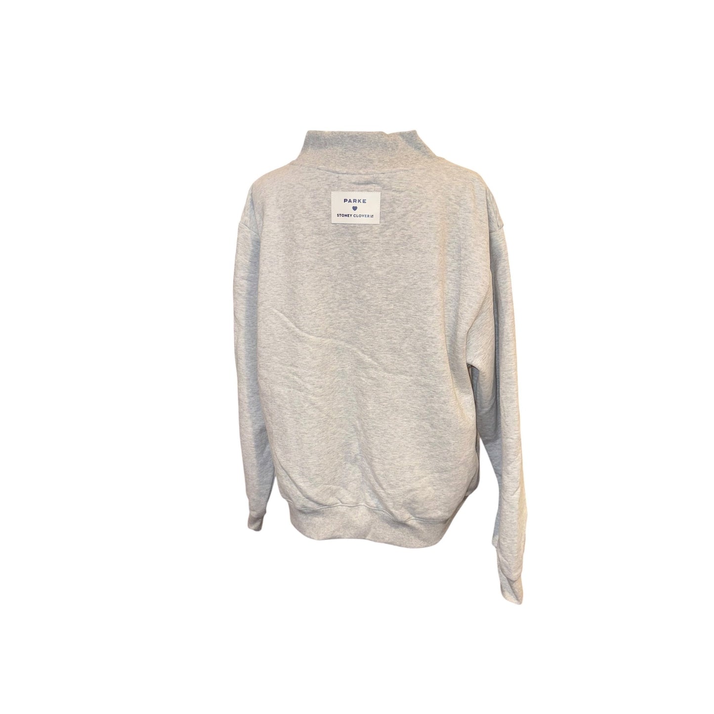 Parke Stoney Clover Gray Sweatshirt With Pink Gingham Text L/XL New