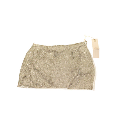 Good American Silver Rhinestone Chainmail Mesh Mini Skirt OSNWT
