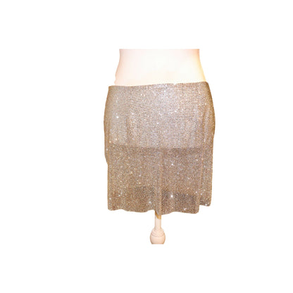 Good American Silver Rhinestone Chainmail Mesh Mini Skirt OSNWT