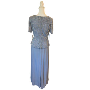 Pisarro Nights Womens Beaded Evening Gown Dress Gray, Size 8