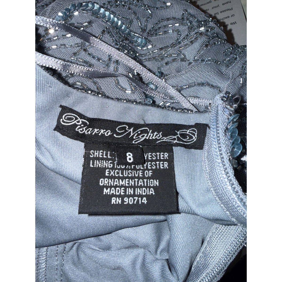 Pisarro Nights Womens Beaded Evening Gown Dress Gray, Size 8