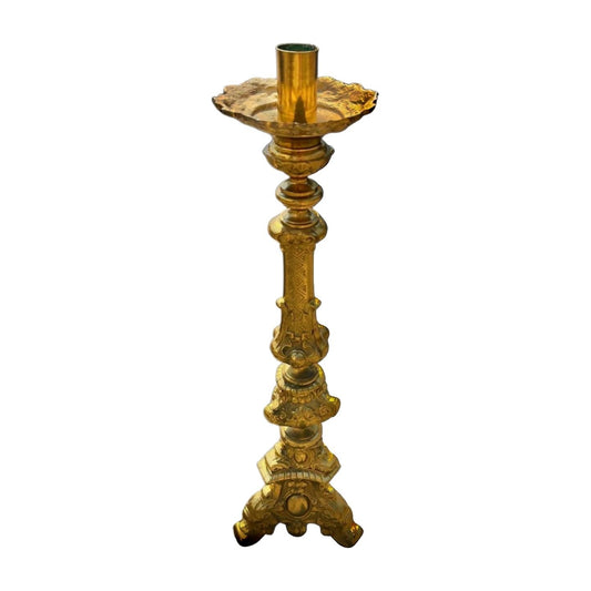 Peggy Page Made In Mexico Pure Brass 32" Vintage Ornate Candlestick Holder