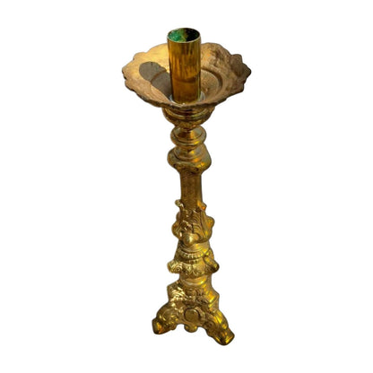 Peggy Page Made In Mexico Pure Brass 32" Vintage Ornate Candlestick Holder