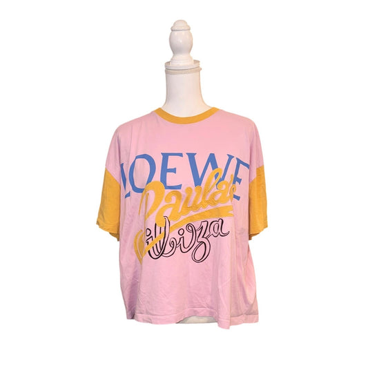 Loewe Paulas Ibiza Pink & Yellow Graphic T-Shirt Size S OVERSIZED