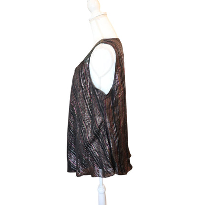 Nazila Couture Black Metallic Stripe Sleeveless Top, XXL NWOT