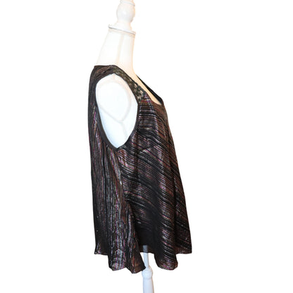 Nazila Couture Black Metallic Stripe Sleeveless Top, XXL NWOT