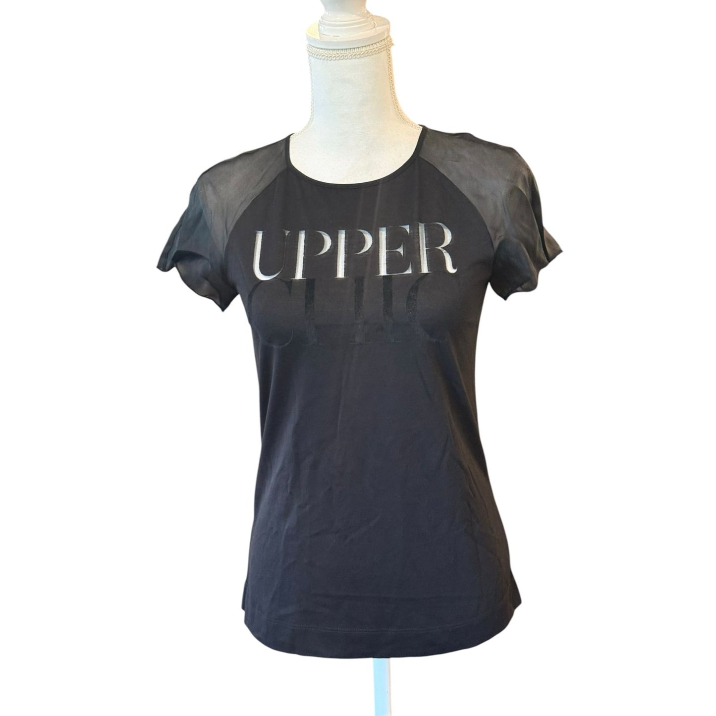 Emporio Armani Black "Upper Chic" Short-Sleeve Top Size 40 EU NWT
