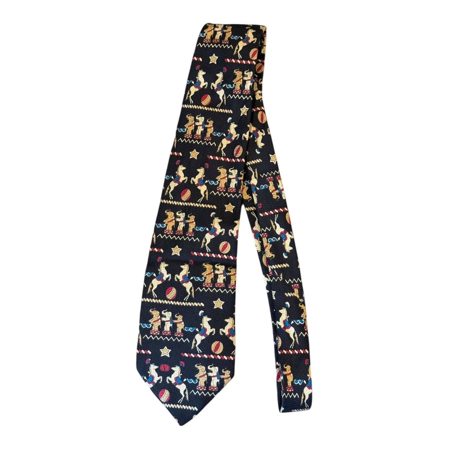 Valentino Garavani Circus-Themed Silk Tie With Elephants & Horses Made In Italy