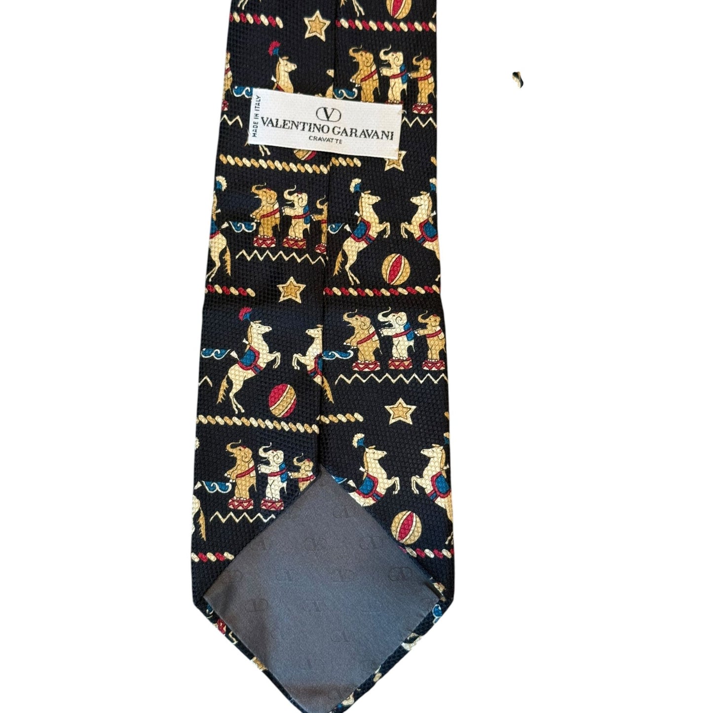 Valentino Garavani Circus-Themed Silk Tie With Elephants & Horses Made In Italy