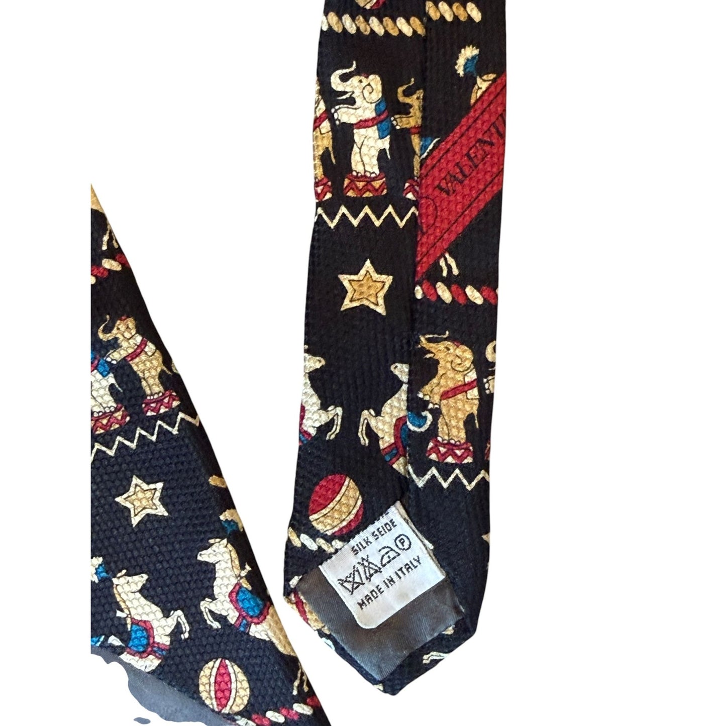 Valentino Garavani Circus-Themed Silk Tie With Elephants & Horses Made In Italy