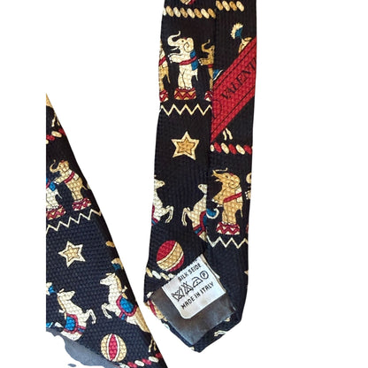 Valentino Garavani Circus-Themed Silk Tie With Elephants & Horses Made In Italy