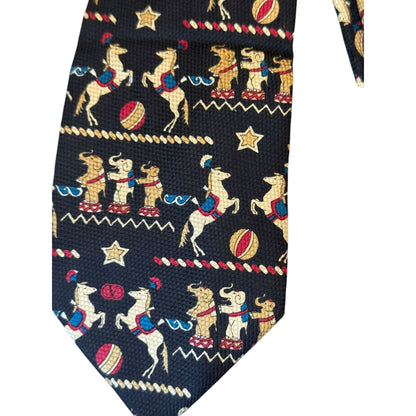 Valentino Garavani Circus-Themed Silk Tie With Elephants & Horses Made In Italy