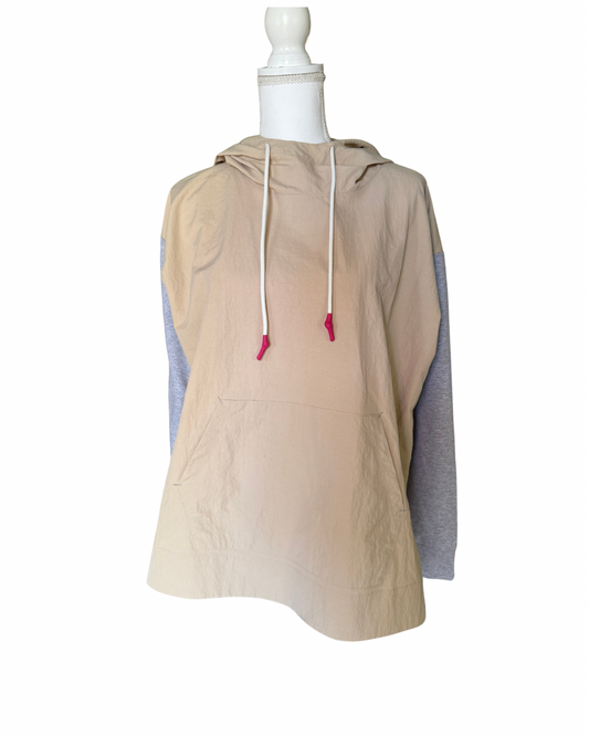 New Johnny Was Womens Hoodie Pullover Beige Tan Grey Calme, Medium