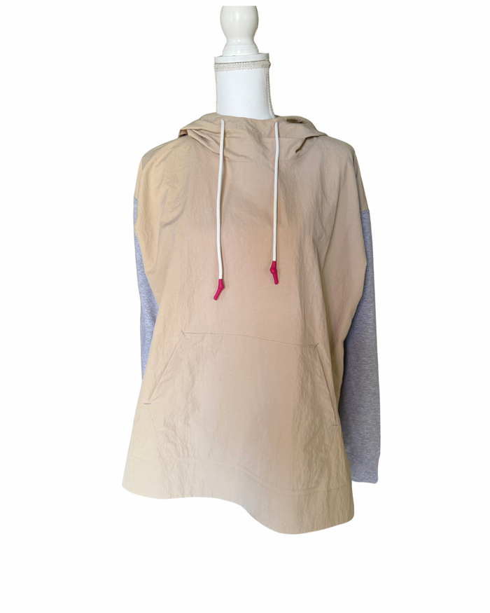 New Johnny Was Womens Hoodie Pullover Beige Tan Grey Calme, Medium