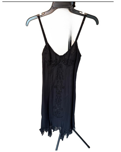 Scala Small Black Beaded Cocktail Mini Dress