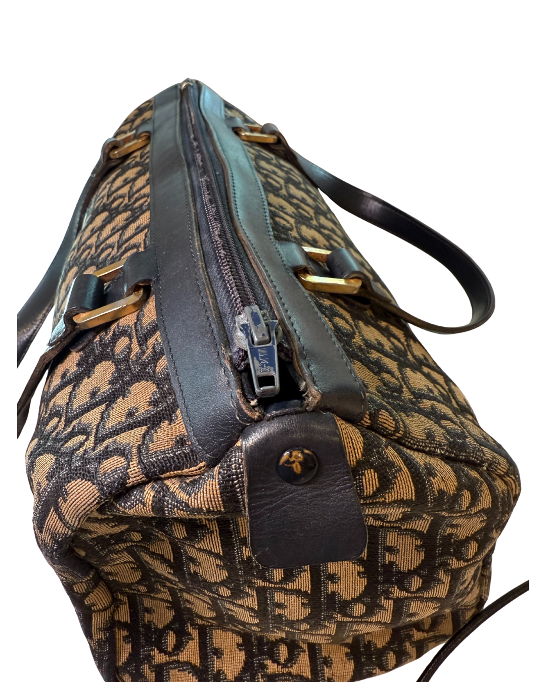 Vintage Christian Dior Oblique Boston Bag, 1970s