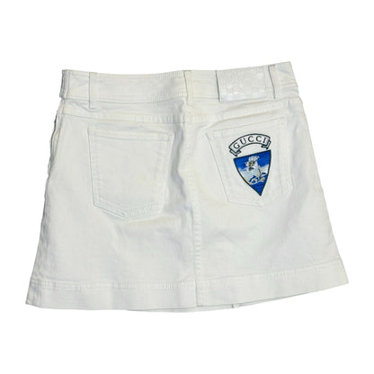 Gucci Ivory Cotton Blend Skirt With Embroidered Patch - Size 38