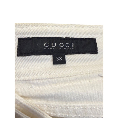 Gucci Ivory Cotton Blend Skirt With Embroidered Patch - Size 38