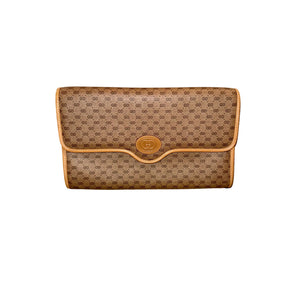 Gucci GG Monogram Canvas Vintage Shoulder Bag With Gold Chain Strap